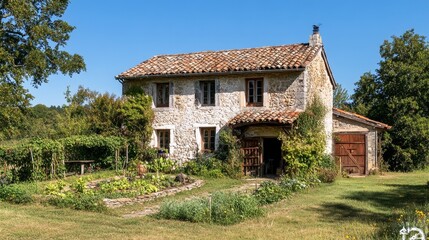 Rustic Stone Cottage in a Serene Garden