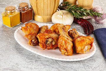 Raw marinated chicken drumstick for cooking