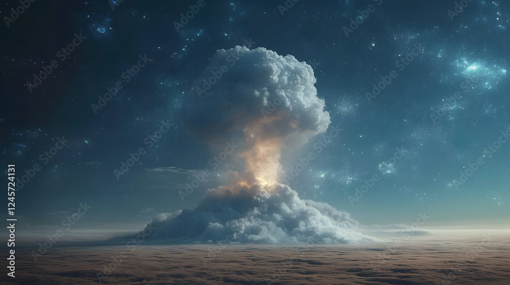 Aufkleber explosive cloud formation atmospheric phenomenon digital art cosmic environment aerial view cloud co