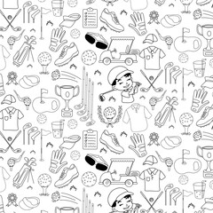 golf doodle element seamless pattern