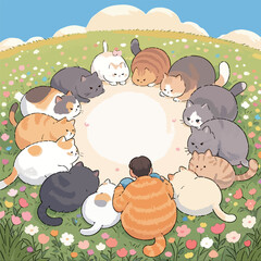 고양이들과 함께하는 평화로운 원탁회의