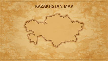 A Vintage Map Depicting the Borders of the Kazakhstan. Kazakhstan map with federal states in A vintage map based background, Political Kazakhstan Map