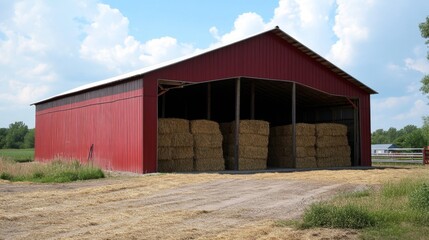 Obraz premium Red Barn with Hay Storage