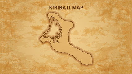 A Vintage Map Depicting the Borders of the Kiribati. Kiribati map with federal states in A vintage map based background, Political Kiribati Map