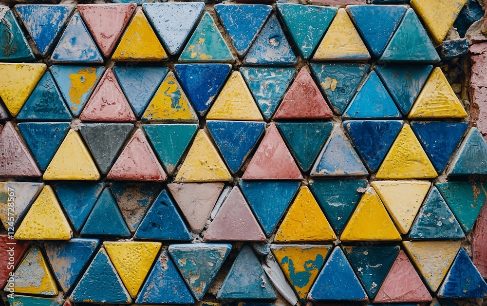 Aufkleber colorful triangular tiles wall texture background