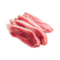 A pieces of fresh Duck breast cut, isolated on white background, showcasing culinary concept.