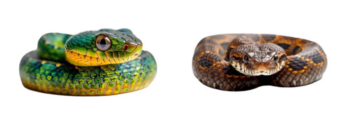 Snake set isolated on transparent background. PNG. Generated AI