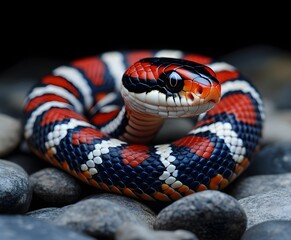 Obraz premium close up of a red rattlesnake Lampropeltis triangulum nelsoni f. albino (milksnake)