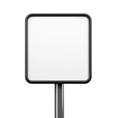 Blank Square Road Sign  Empty Signpost  Metallic Frame  White Background  Mockup  Template
