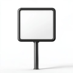 Blank Square Signpost  Empty Signboard  Modern Road Sign  Mockup Template  Isolated White 