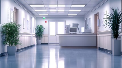 Fototapeta premium Abstract blurred background of a hospital clinic or medical office interior