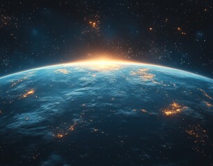 Obraz premium Eclipse in Blue Light Over a Cosmic Horizon