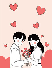 발렌타인의 설렘을 담은 따뜻한 감성 일러스트