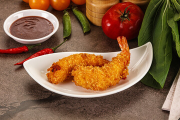 Crispy breaded golden fried prawns
