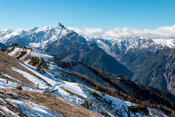 冬の北アルプス燕岳にて 槍ヶ岳