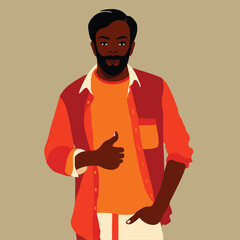 Modern fashionable black man in elegant art style vector
