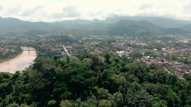 aerial view of the luang prabang city