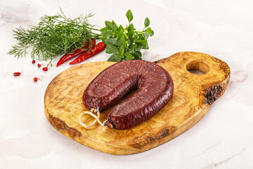 Delicious dry cured beef basturma on table, closeup