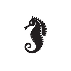 Simple Professional Seahorse Icon with Clean Black Lines







