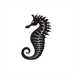 Fototapeta premium Minimalistic Black Seahorse Silhouette Icon on White Background