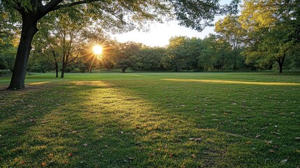 A sun-kissed suburban neighborhood in autumn,