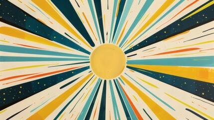 Radiant Starburst Pattern with Colorful Lines and Bright Center