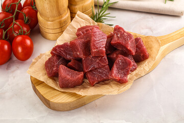 Raw beef cubes for cooking