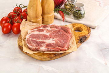 Raw pork neck steak sirloin
