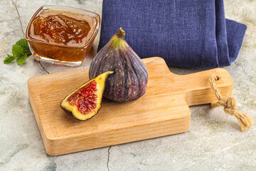 Purple ripe fig with cut