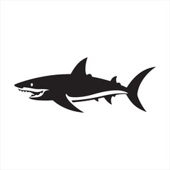 Obraz premium Minimalist Black Silhouette Shark Vector for Branding