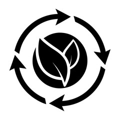 Circular economy is being represented by a growing plant inside a circular arrow process
