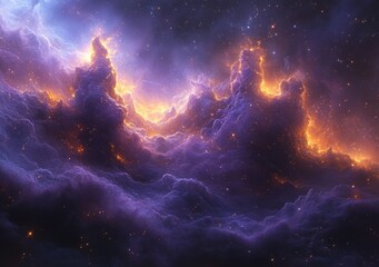 Fototapeta premium Nebula Stars Cosmic Sky Galaxy Night Blue Purple Space Background Illustration