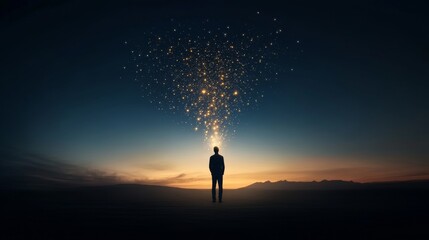 Fototapeta premium Glowing Fireflies Released into the Night Sky