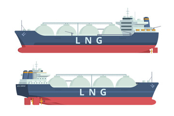 Gas Carrier Ship LNG Vector Illustration. Fully Editable Element. Object Isolated on White Background.