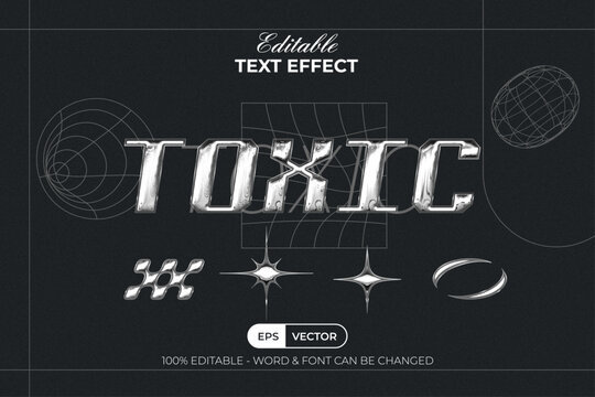 Chrome Toxic Text Effect Style. Editable Text Effect.