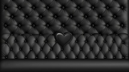 Black leather heart tufted backdrop