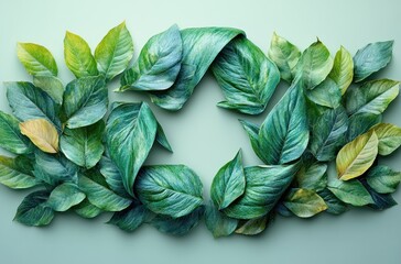 Circular Recycling Logo of Green Leaves for Eco Sustainability and Development