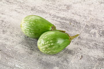 Ripe green mini eggplants heap