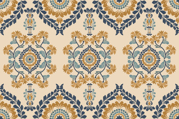 Motifs African boho paisley Floral Ikat pattern embroidery border.Ethnic Indian Aztec seamless patterns.ikat oriental pattern traditional.Saree sarong design for texture,fabric, clothing,wrapping,deco