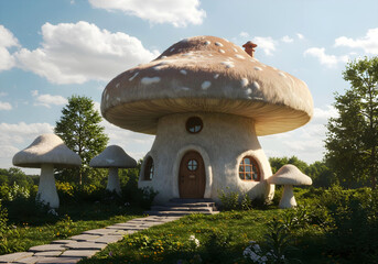 Fantasy mushroom house in the forest