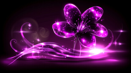 Glowing pink flower with swirling light effects