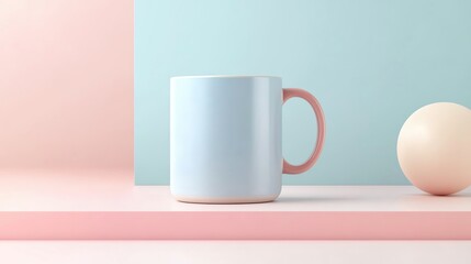 Pastel mug with a minimalist design.