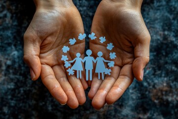 hands holding paper cutout family unity mental health adoption charity support foster care education homelessness planning