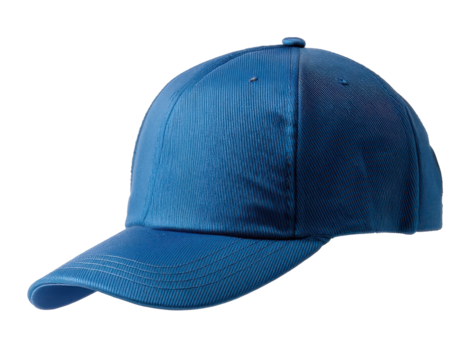 blue baseball cap mockup floating in the air isolated on white background