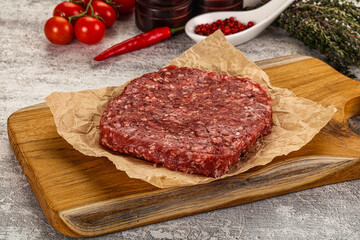 Raw beef burger cutlet for grill