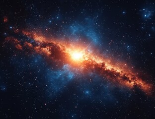 Illuminating Star in Starry Cosmos Night Sky