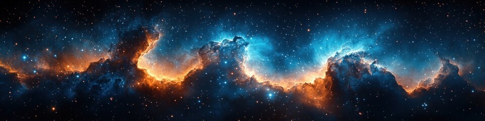 Fototapeta premium Cosmic Landscape with Nebulas and Stars in a Surreal Digital Art Style