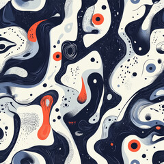 Abstract fluid pattern with organic shapes and bold colors