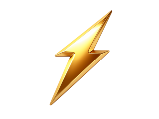 Dynamic Golden Lightning Bolt Symbol Representing Energy Power and Electricity in Graphics