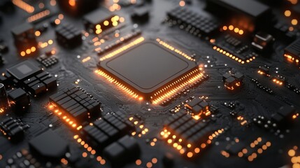 Fototapeta premium Glowing Circuit Board: Technological Marvel